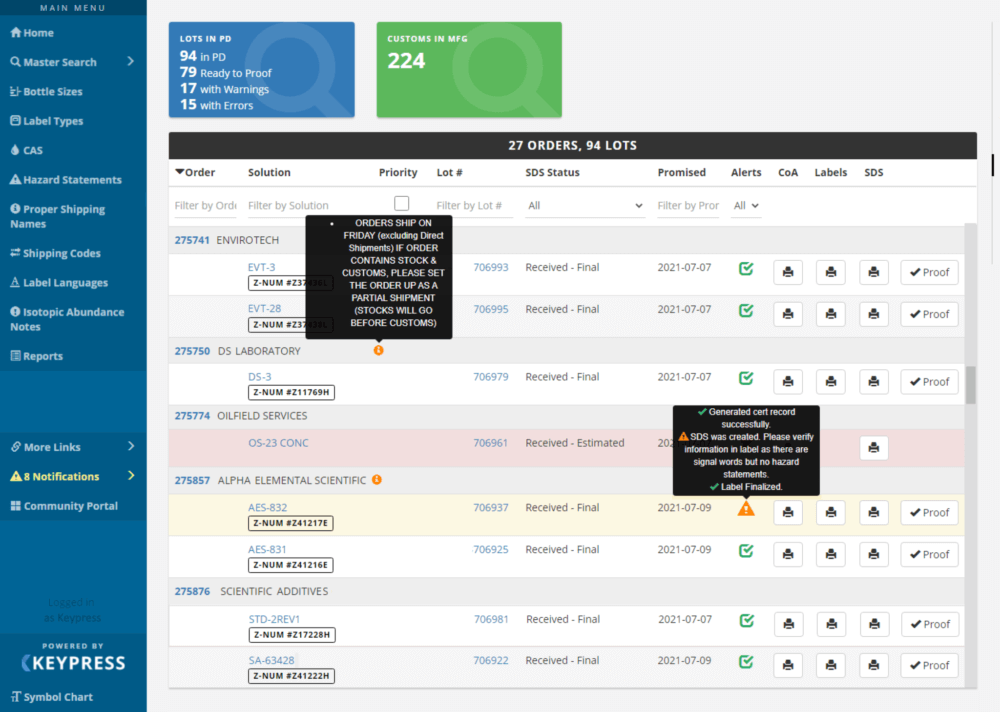Department portal showing an employee task queue with assignments and status
